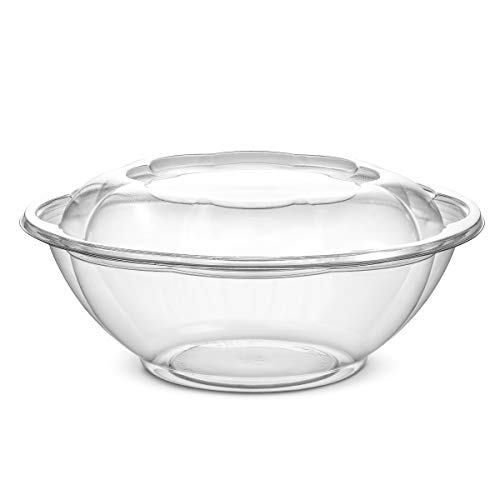 NYHI 24 Ounce Clear Plastic Disposable Salad Containers Set with Leak Proof Lids - Bulk Pack of Portable Salad To-Go Meal Prep Food Boxes - Fresh Airtight Seal - 25 pack