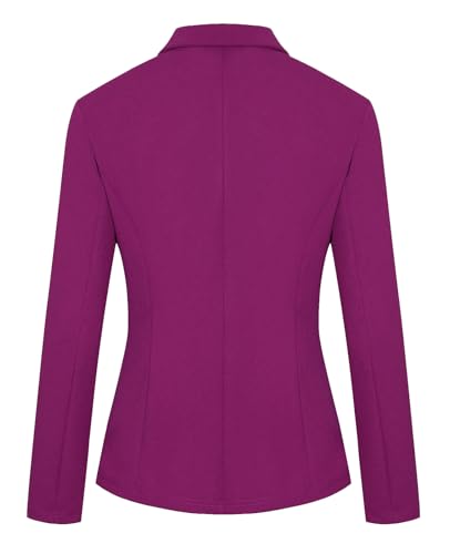 Dark Magenta Blazer for Women Fitted Long Sleeve Lapel Button Blazer Suit Jackets with Pockets Tailored Outfit(Dark Magenta XL)3