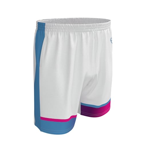 Boombah Men's Premier Cotton Candy Shorts White/Columbia Blue/Fluorescent Pink - Size Medium
