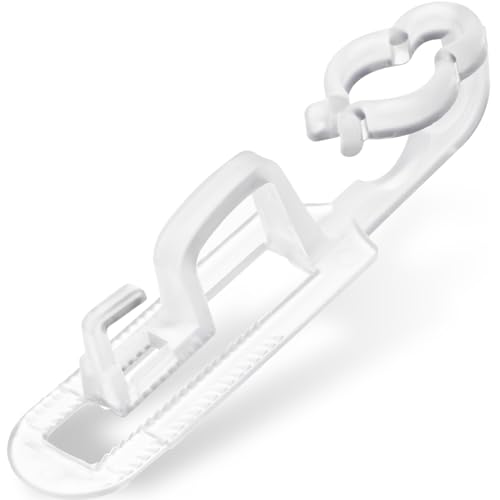 Ourtroness Christmas Light Clips Omni All-in-One Outdoor Gutter Shingles Clips 100 Pieces Holiday Hanger Hooks Compatible with C9 C7 for Roof, Roof Ridge Line, Fence (Transparent)