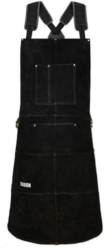 LeaSeek Leather Welding Apron, Heat & Flame-Resistant, 6 Pockets