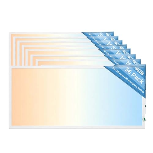 LED ENERGY PLUS 2X4 LED Flat Panel Light with Emergency Battery Backup, 50W 3000K/4000K/5000K, 0-10V Dimmable, 6250 Lumens, LED Drop Ceiling Lights, 100-277V, UL Listed(36 Pack)