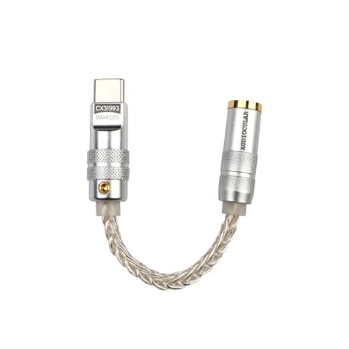 Concept Kart Audiocular D07 Dac & Amp HiFi USB C CX31993 DAC and MAX97220 Amplifier Chip Mini Audio Headphone Amp Adapter Dac Dongle Supports 32bit/384kHz with 3.5MM Headphones Outputs
