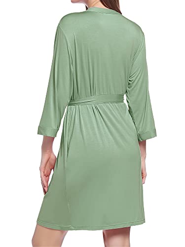 Image of Joyaria Women Bamboo Viscose Robe Super Soft Comfy Summer Cooling Short Lightweight Bathrobe with Pocket S-XXL