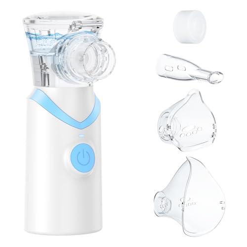 Inhalationsgerät,Larair Inhaliergeräte für Erwachsene & Kinder,Leiser Vernebler,Wiederaufladbarer und Tragbarer Inhalator,Inhalator mit Selbstreinigungsfunktion & Einstellbarem Sprühvolumen,Blau-Weiß.