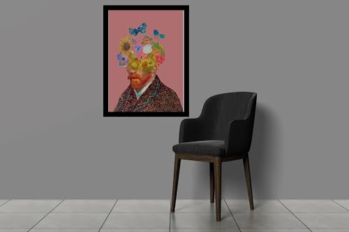 Image of BLINKART Van Gogh with Flower head Pink Wall Art Painting Print Design Aesthetic Wall Decor Photo ArtWork Frame Decoration Hanging For Home Bedroom Living Room Office Wall Decor (13 * 10 inches) T002