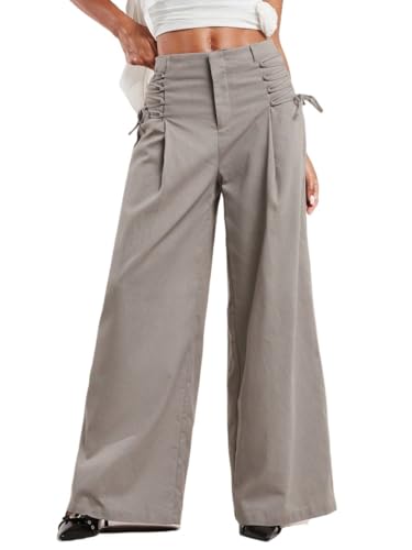 Women's 2025 Summer Casual Long Pants Casual High Waist Wide Leg Pants