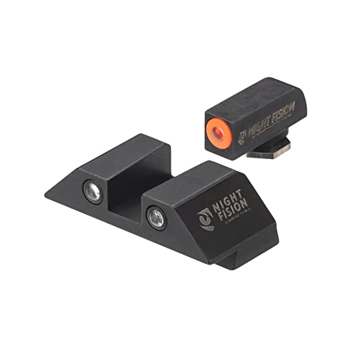 Night Fision Tritium Night Sight Set Compatible with Glock 17/17L/19/22-28/31-35/37-39/45, Orange Front Ring, Black Rear Rings