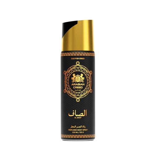 arabian creed Al Saaf Body Spray Mist 200 ml. Long Lasting, with Refreshing Notes for Men