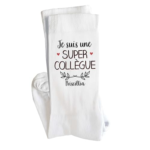 Photo de Planetee Chaussettes Priscillia Une Super Collègue Taille 36-40 – Femme Drôles et Insolites – Cadeau Original et Humour – Anniversaire, Noël, Fête des Mères