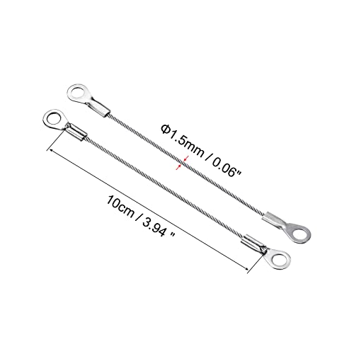 PATIKIL Stainless Steel Lanyard Cable 1.5mmx10cm, 4 Pack Eyelets Ended Security Wire Rope, Silver - Image 2