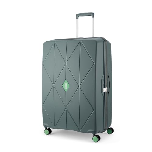 Image of American Tourister Qubiz | Check-in Trolley Bag (80 cm) | 360 8 Wheel Travel Luggage | Hard Case Polypropylene Suitcase | Recessed Combination Lock | Green