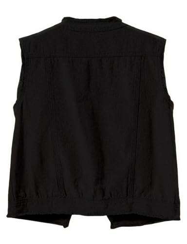 Women's Sleeveless Denim Vest O Neck Button Down Jean Waistcoat Jacket Collarless Candy Tops2