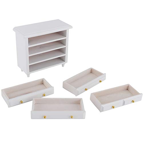 Zerodis Puppenhaus Schubladenschrank, 1: 12 Simulation Mini Möbel Weiß Holzschrank für Puppenhaus Dekoration Zubehör – Bild 8
