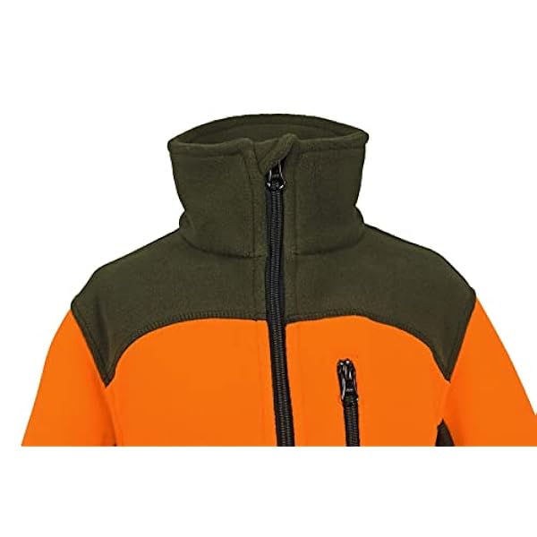 Hubertus Fleecejack voor kinderen, 2-kleurig, oranje, olijf, vrije tijd, jacht, bos, kleuterschool, jas