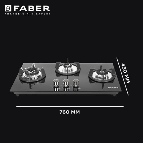 Image of Faber Hob 76 cm 3 Burner|Auto-Ignition|Spillage Proof|Brass Burners|Metal Knobs|Pan Support|2yrs on Burner,5 Yrs Warranty on Valve & Glass|2Yrs Comprehensive warranty|HOB SUPERIA HT763 BR AI IN