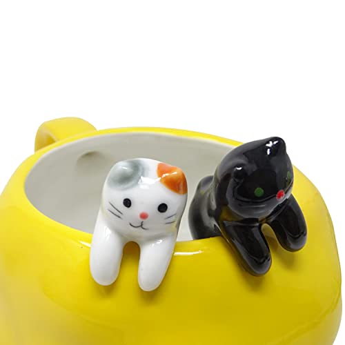 Honbay 2Pcs Mini Cute Ceramic Cat Spoon Hangable Tea Spoon Coffee Spoon Sugar Spoon Cartoon Animals Hanging Spoons (Black) #TOP3