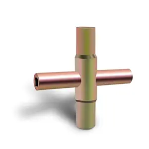 LYHLYA Water Key Tool 4 Way Yellow Multifunctional Wrench Key Steel Cross Key Universal Opening Key Plumbers Electricians Tool for Electric Water Gas Meter Box Opening Key (1, Gold)