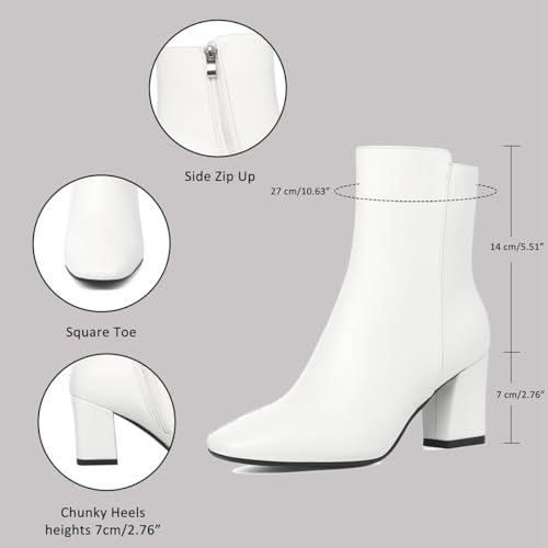 Image of Caradise Womens Chunky Block Heel Booties Zip Up Square Toe Ankle Boots