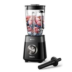 Philips Blender uit de 5000-serie – 1200W motor. ProBlend Plus-technologie. Vaatwasmachinebestendige onderdelen. 2L inhoud. Zwart (HR3030/00)