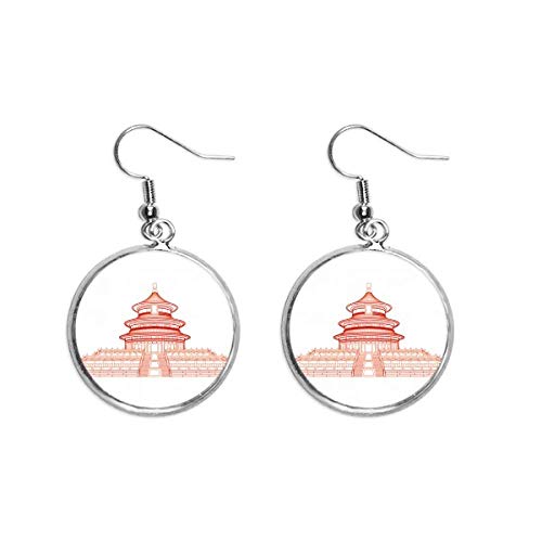 Pendientes de plata el templo del cielo de China rojo regalo de joyería