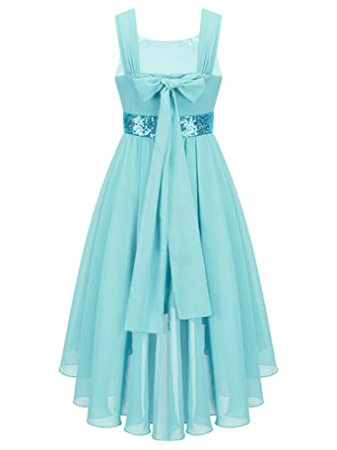 Choomomo Flower Girl High Low Dress Kids Sleeveless Sparkly Sequins Chiffon Party Wedding Bridesmaid Dress2