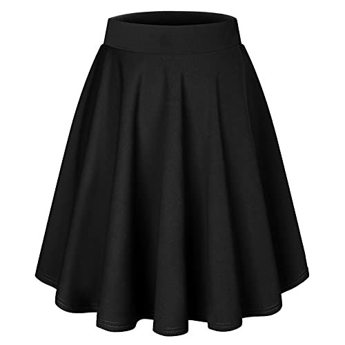 Bridesmay Gonna Plissé Versatile ed Elastica per Donna Midi-Black M