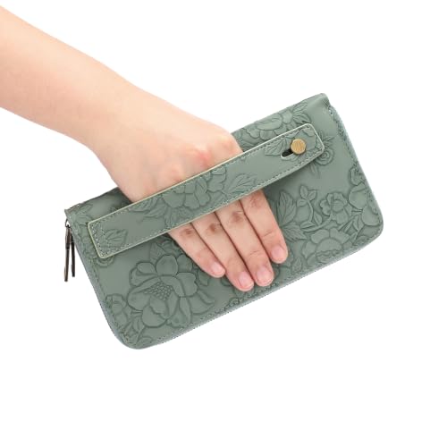 Image of GAEKEAO RFID Leather Wristlet Wallet for Women with Grip Strap