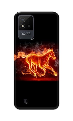 Image of PRINTFIDAA Printed Hard Back Cover Case for Realme Narzo 50i Back Cover (Fiery Horse) -112