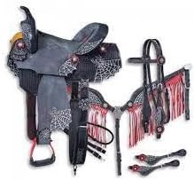 Deen, Enterprises Premium Leather Western Barrel Racing Adult Horse Saddle Tack, Free Matching Leather Headstall, Breast Collar, & Reins Size 15" Inch Seat Available