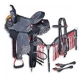 Deen, Enterprises Premium Leather Western Barrel Racing Adult Horse Saddle Tack, Free Matching Leath