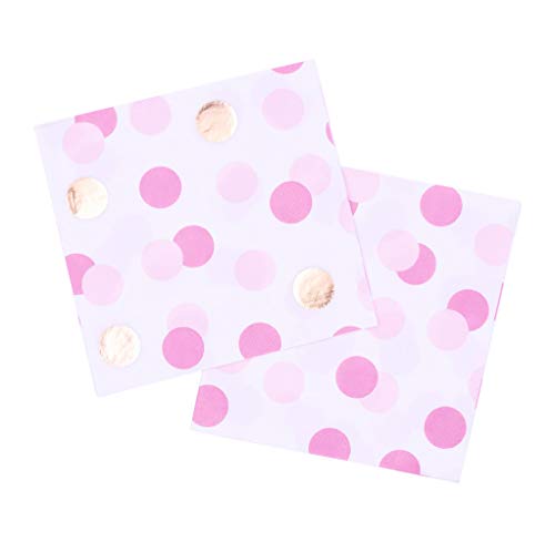 Pioneer Europe 15933 Pink & Gold Dots Napkins Paper Three-Ply 16Ct Party Tableware