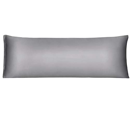 sourcing map Housse de traversin en satin soyeux avec fermeture éclair, longue taie d'oreiller pour cheveux et peau, 53,3 x 152,4 cm, gris