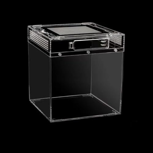 レプタイルボックス 爬虫類 飼育ケース 虫かご 大 透明アクリル飼料箱 飼育ケース レプタイルボックス ワイド レオパ ケージ 通気性 脱走防止 爬虫類両生類通気性防走蓋スライド式餌箱 サソリ、クモ、カエル、カメ、ゲッコ、カマキリ、ヘビ 、98%透光 (2