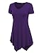 MBJ WT638 Short Sleeve Shirts for Womens Tops Casual V-Neck Summer Clothes Asymmetrical Tunic Blouses XXL Dark_Purple