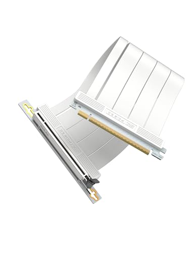 EZDIY-FAB PCIE 5.0 Riser Cable, Ultra-Flexible 128GB/s Bandwidth GPU Extension, Vertical GPU Mount for RTX 5090 4090 & RX 9000, Backwards Compatible PCIE 4.0/3.0,Right Angle-30cm,White