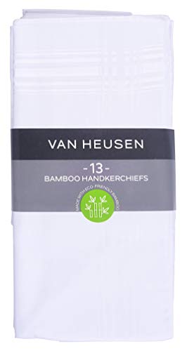 Van Heusen Handkerchiefs Bamboo Eco Friendly Extra Soft 13 Pack (White)