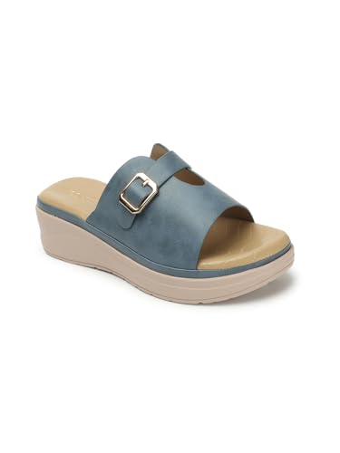ICONICS Womens Solid Comfortable Slip On Sandal for Office Festive Outdoor Use I ICN-NI-Wn-56 Blue Wedge 8 Kids UK (B0CQYYQCSL) Amazon Price History, Amazon Price Tracker