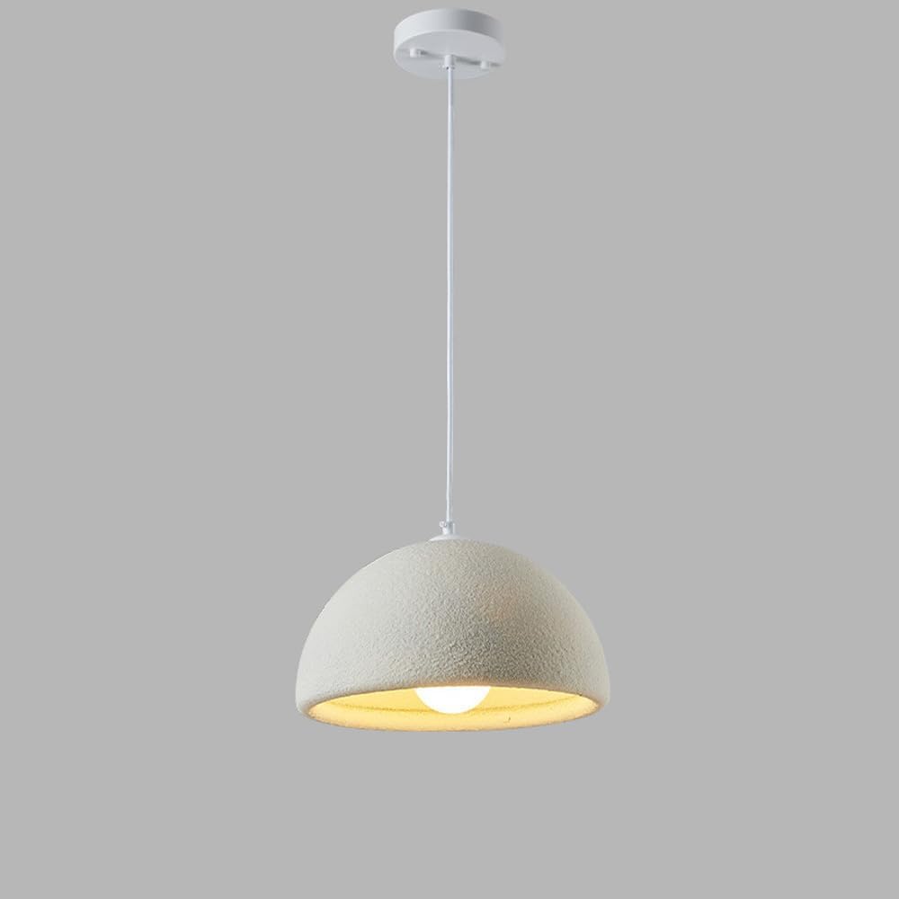 Lustre rustique vintage en béton blanc laiteux et résine dôme