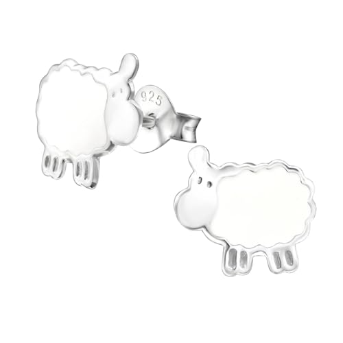Monkimau Mädchen Ohrringe Schaf Ohrstecker aus 925 Sterling Silver Silber