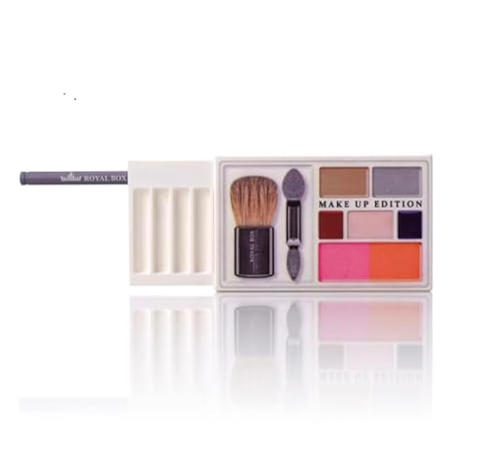 Original Royal Box White Make-Up Compact 8 Compartment Snuff Wallet Box with Built in 3 Metal Alloy Straw