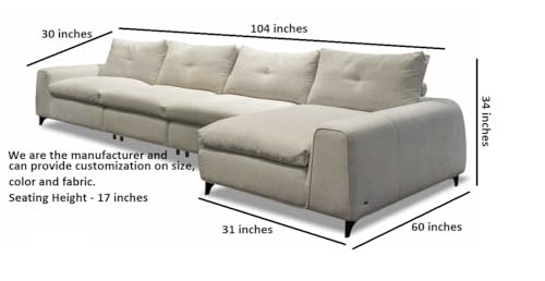 Image of FIKRA Majestic Comfortable Luxury Modern lshape 5 Seater Soft Touch Fabric Light Grey Sofa Set for Living Room, Lounge, Hall (LHS)