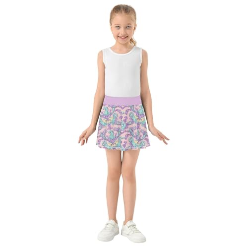 Girls Skorts High Waist Athletic Skirts with Shorts Rococo Style Stretchy Teens Performance Tennis4
