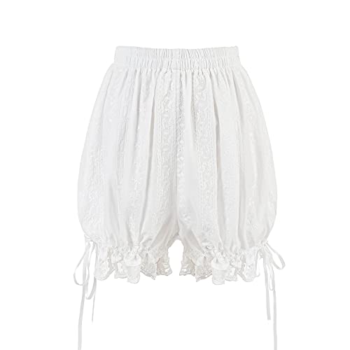 CR ROLECOS Women Lolita Bloomers Cute Tiered Ruffle Lace Pumpkin Pants Bottom Shorts
