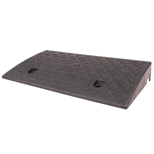 Rampas de bordillo de PVC, diseño antideslizante con superficie texturizada, disponibles en 3 colores, para silla de ruedas y bicicletas, fácil instalación (Negro, 20x11x4.7 in (50x27x12 cm))