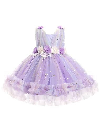 IBTOM CASTLE Toddler Flower Girls Tulle Dress Sleeveless Princess Tutu Dress Birthday Party Wedding Pageant Gown
