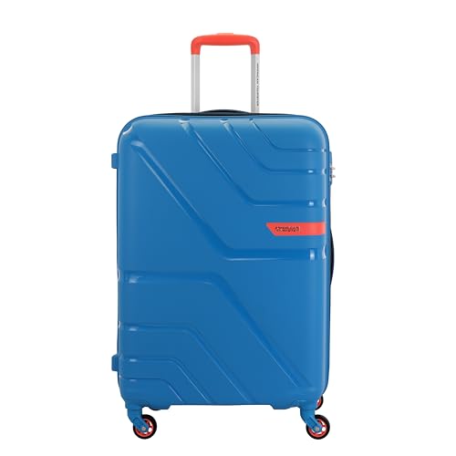 Image of American Tourister Upland Sport 68 CM Medium Checkin Polypropylene (PP) Hard 4 Wheels Spinner Luggage /Suitcase /Trolley Bag for Travel (Mediterranian Blue)