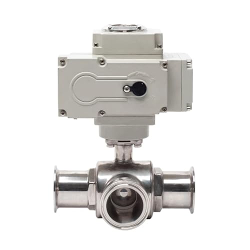 Vanne à bille électrique manchon de carte sanitaire trois voies type L 110VAC inox