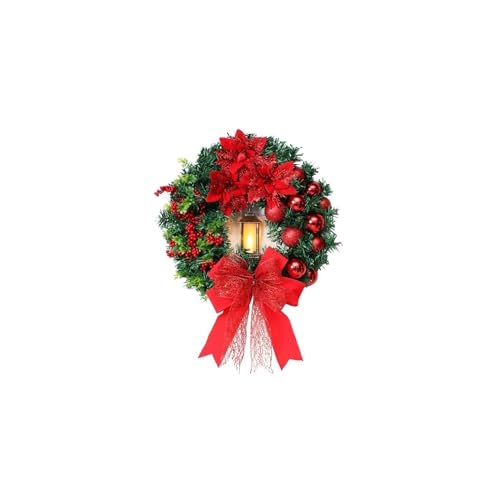 Couronne de Porte de Noël et Guirlande Extérieure Résistante aux Intempéries