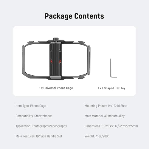 Image of NEEWER Universal Phone Cage, Smartphone Video Rig with Quick Release Mounts Cold Shoes for Videomaker Filmmaking TikTok Vlogging Phone Video Stabilizer Holder Compatible with iPhone Samsung, PA039